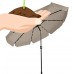 Deluxe Solar Powered LED Lighted Patio Umbrella - 8' With Scalloped Edge Top - by Trademark Innovations (Tan)   557246707